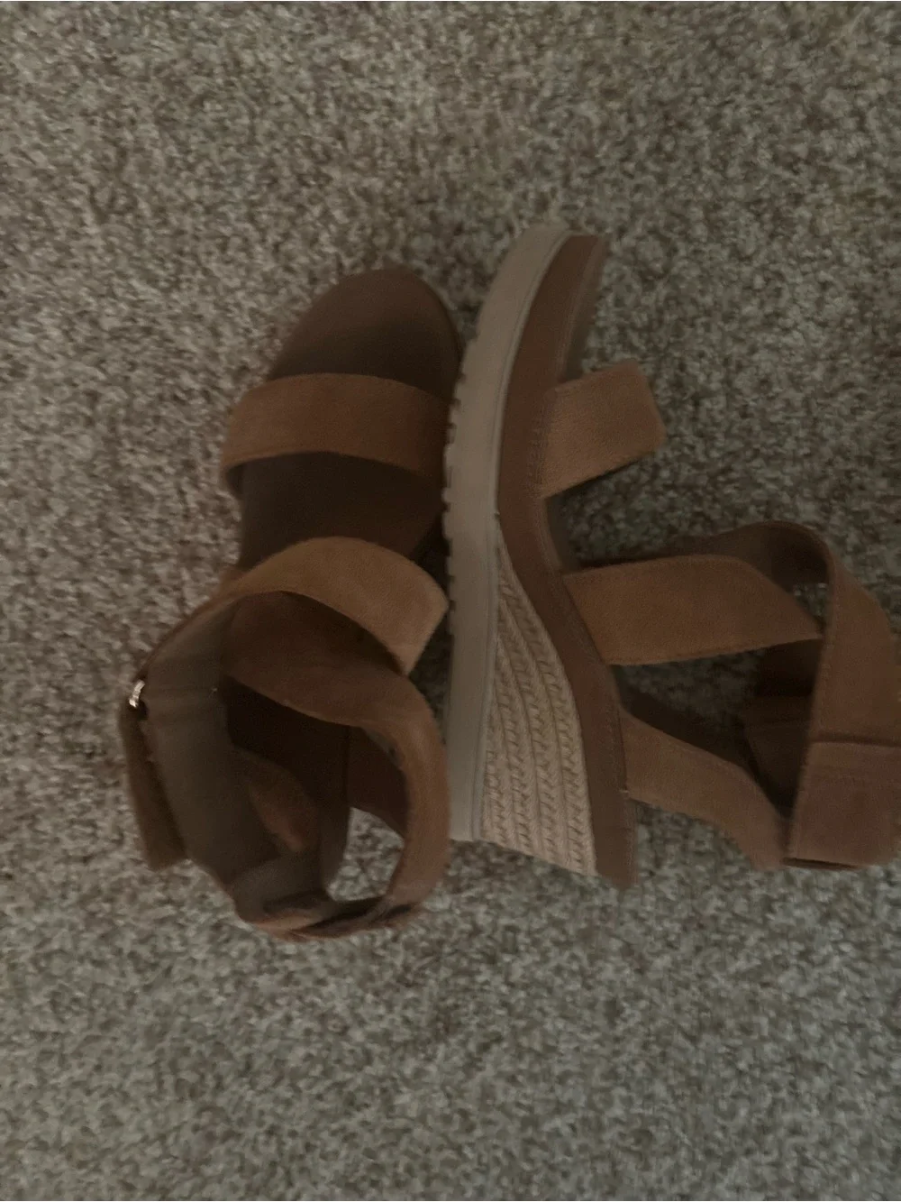 UGG Tan Suede Wedge Sandals with Ankle Strap
